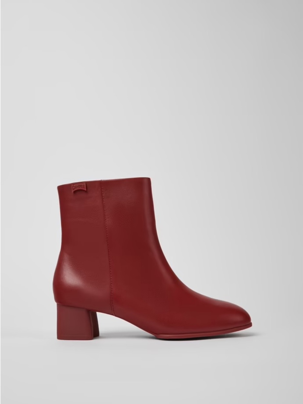 NWOB Camper Katie Burgundy Red Leather Ankle Boots Size 39 EU 9 US Block Heel